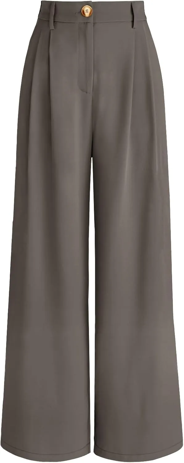 AUTOMET Women Wide Leg Dress Pants High Waisted Loose Fit Business Casual Work Trousers with Pockets 2025