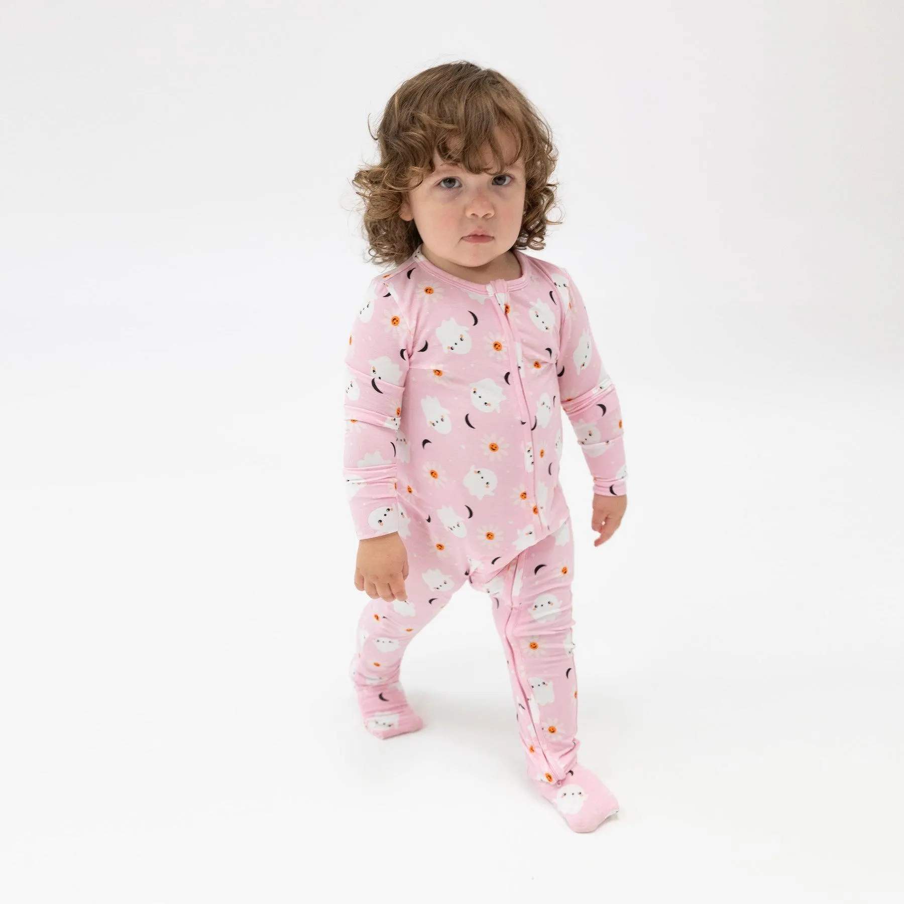 Baby Footie | 2 Way Zipper: Spooky Ghost- Pink | Angel Dear