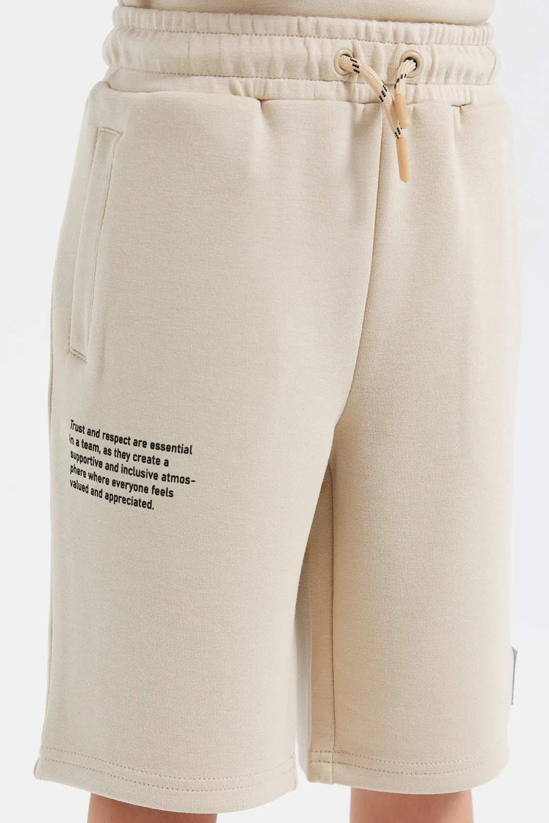 Boys Beige Printed Shorts