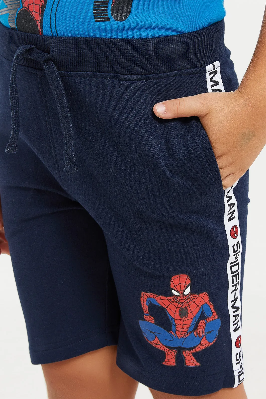 Boys Navy Spiderman Active Shorts