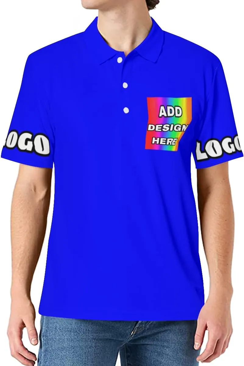Custom Polo Shirts for Men Women Design Your Own Printed Front Back and Sleeve Personalized with Logo & Text