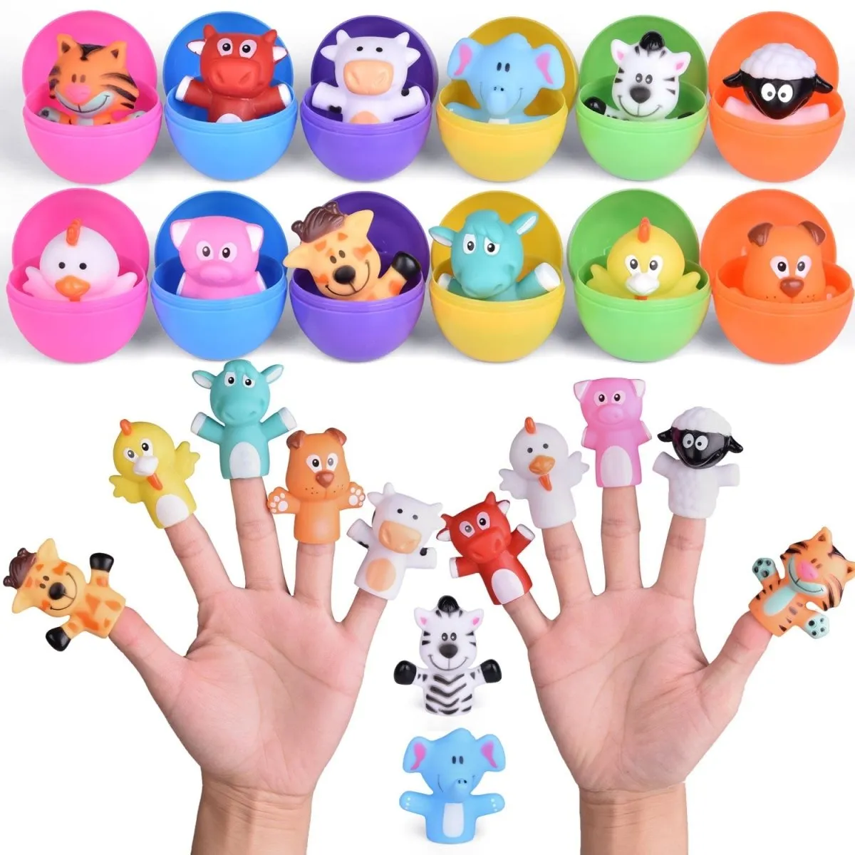 Easter Eggs with Animal Finger Puppets