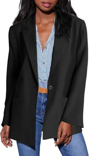 Firzero Black Blazer Women Long Sleeve Business Blazer Loose Lightweigth Open Front Jackets Long Sleeve Work Office Jacket