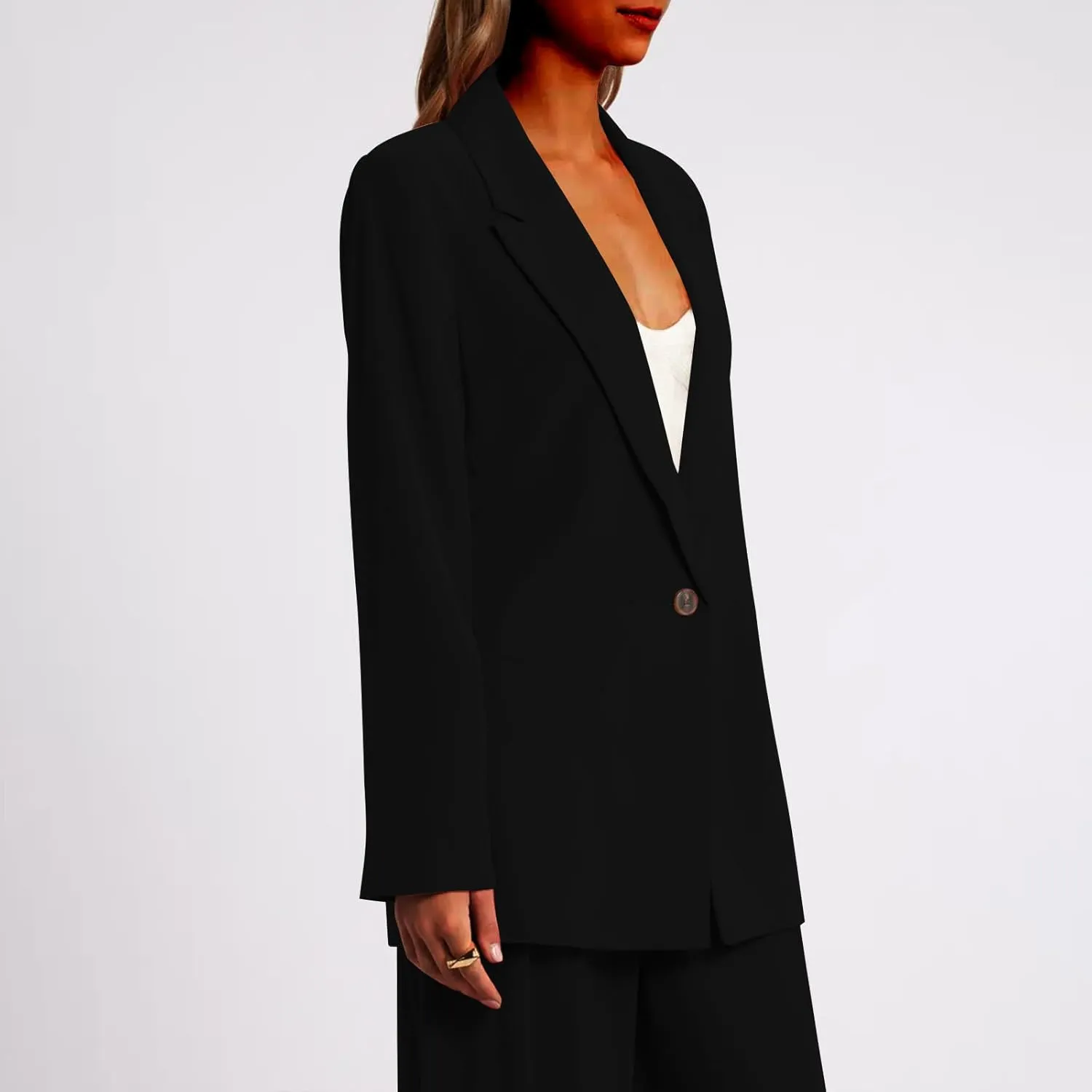 Firzero Black Blazer Women Long Sleeve Business Blazer Loose Lightweigth Open Front Jackets Long Sleeve Work Office Jacket