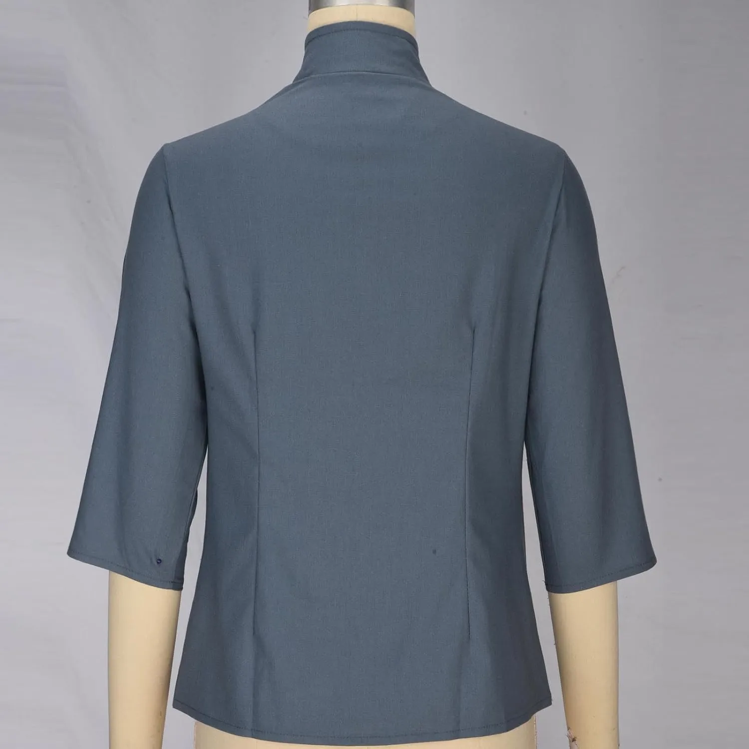HGps8w Women's Linen Shirts Retro Mandarin Collar Chinese Frog Button 3/4 Sleeve Button Down Blouse Tops