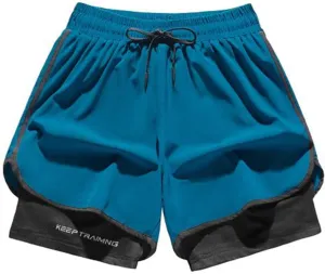 Men??s 2 in 1 Running Shorts 5" Quick Dry Gym Athletic Workout Shorts for Men Lightweight Training Yoga Shorts Pants
