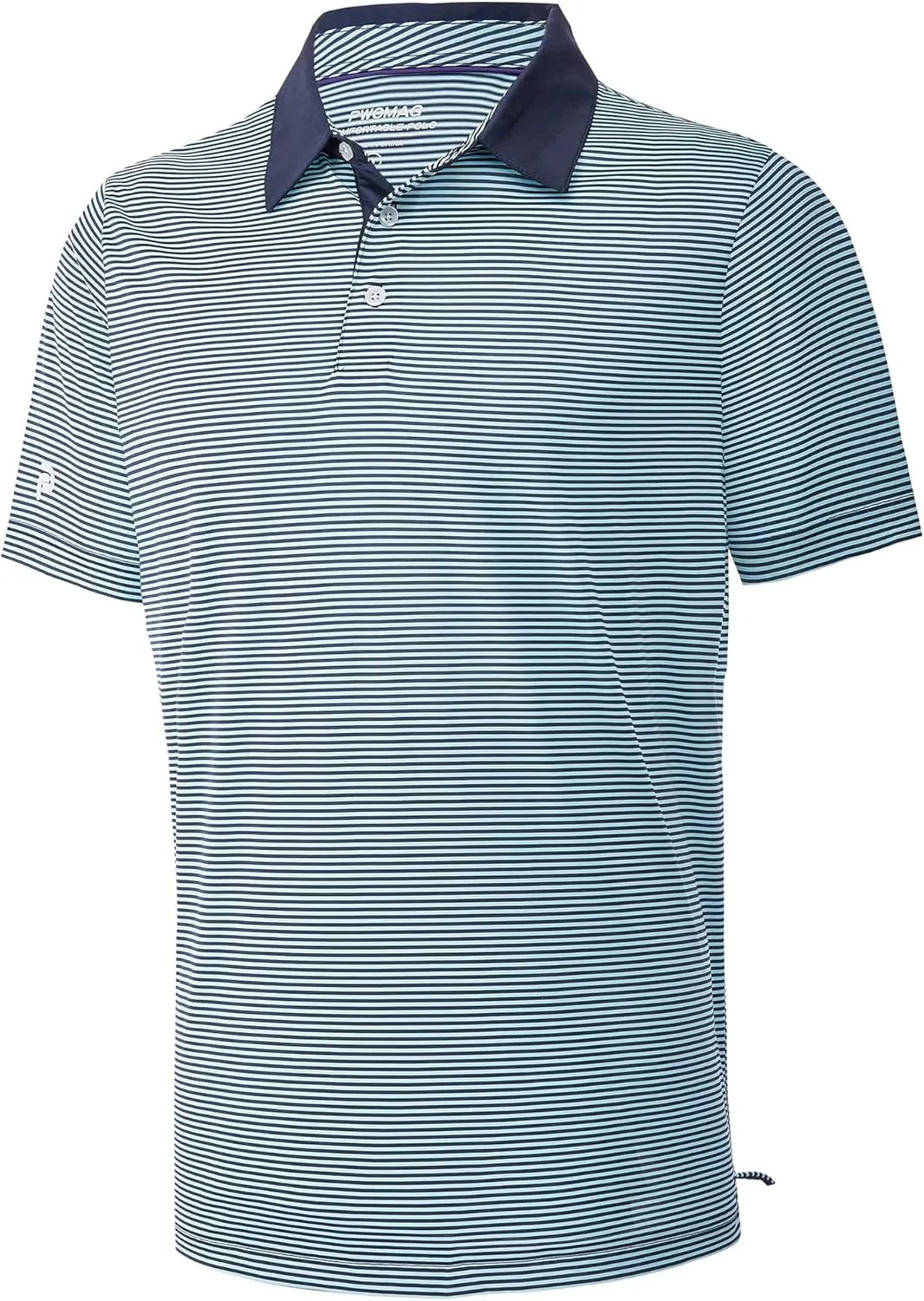 Mens Golf Polo Shirt Moisture Wicking Dry Fit Performance Athletic Short Sleeve Striped Golf Shirts for Men