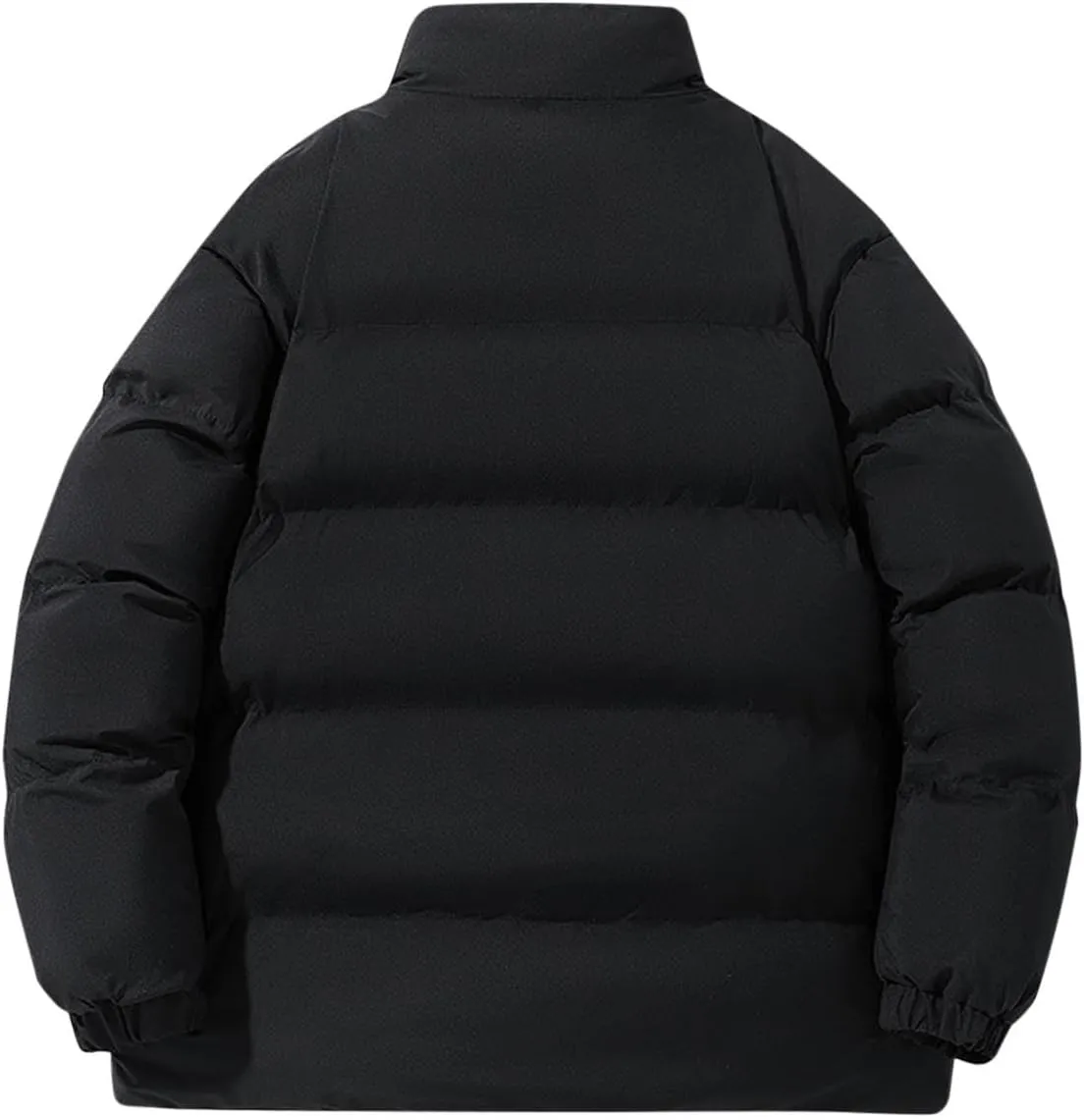 Men's Puffer Jacket Stand Collar Quilted Coat Plus Size Down Jacket Zip up Padded Coat Warm Winter Jacket with Pockets