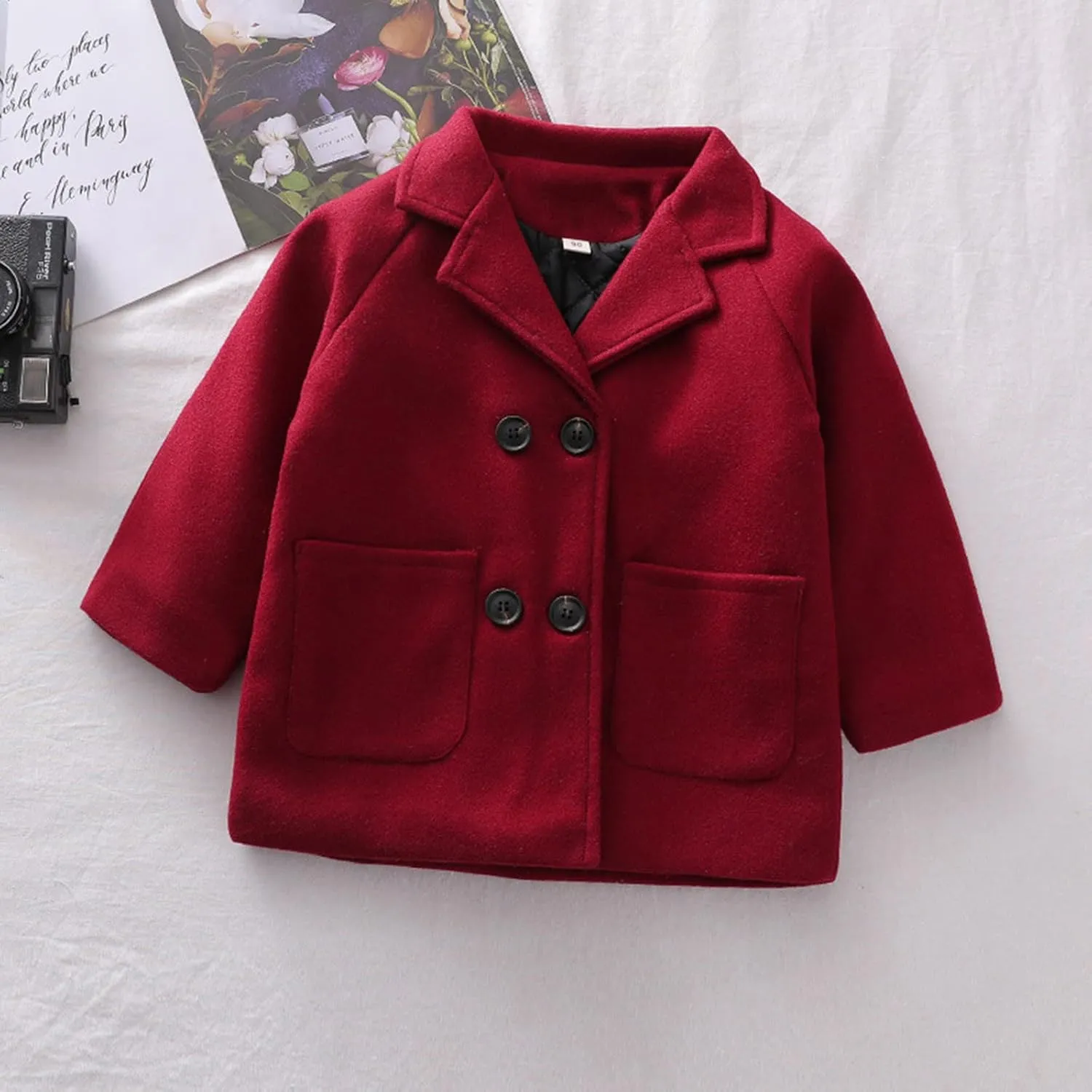 Padded Jacket Kids Toddler Kids Baby Girls Boys Plaid Solid Coat Elegant Notched Collar Double 5t Winter Coat Boys