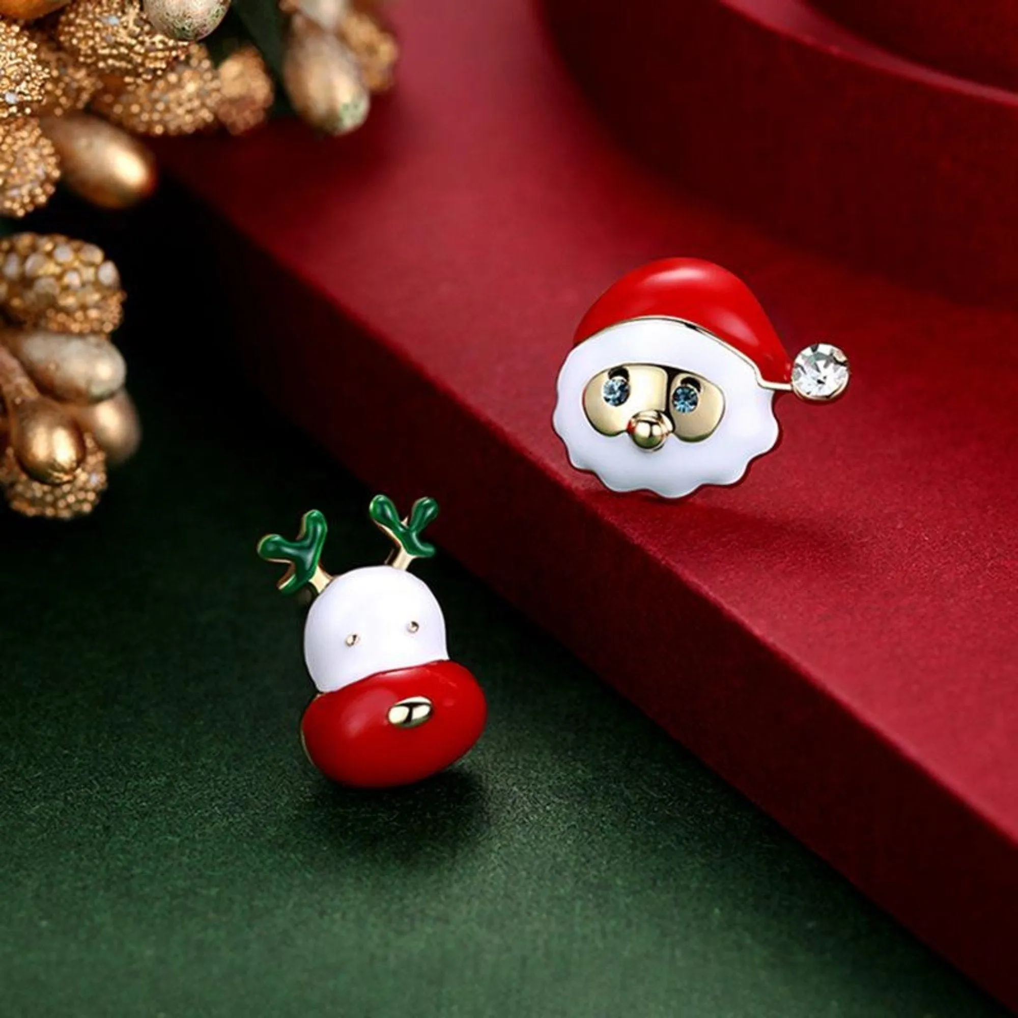 Santa Earrings Christmas Earrings, Crystal Earrings New Year Jewelry, Gift For Her Santa Hat Earrings, Animal Earrings Snowman Stud Earrings