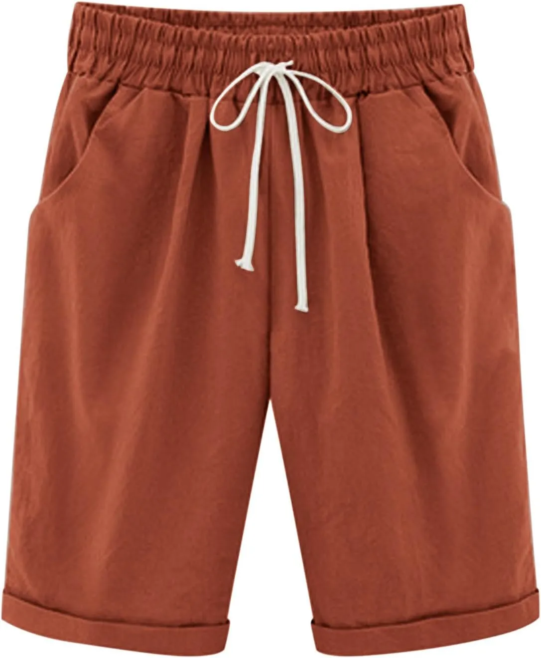 Shorts for Women Summer Beach Lounge Shorts Casual Drawstring Elastic Waist Loose Fit Bermuda Shorts with Pockets