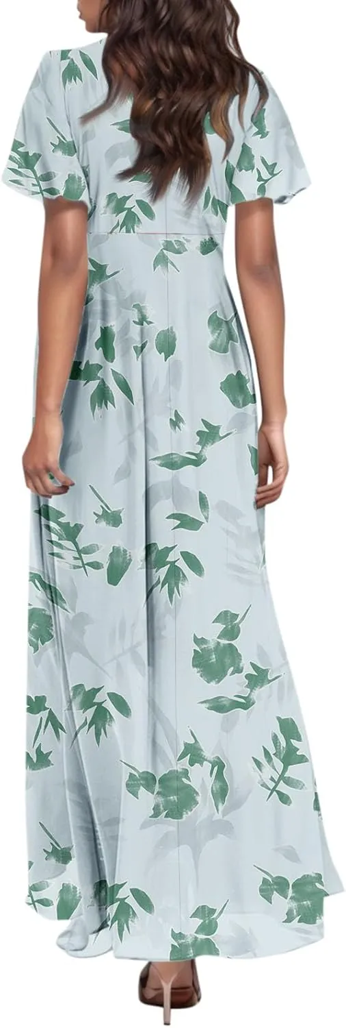 Summer Dresses for Women 2025 Flowy Floral Maxi Dress Elegant Empire Waist Beach Dresses