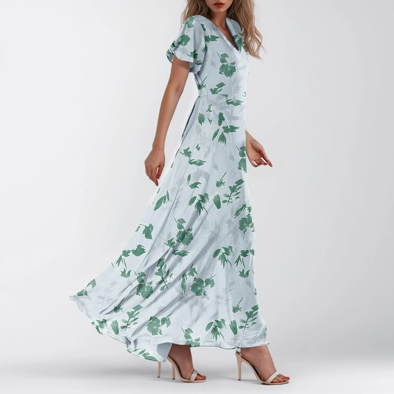 Summer Dresses for Women 2025 Flowy Floral Maxi Dress Elegant Empire Waist Beach Dresses