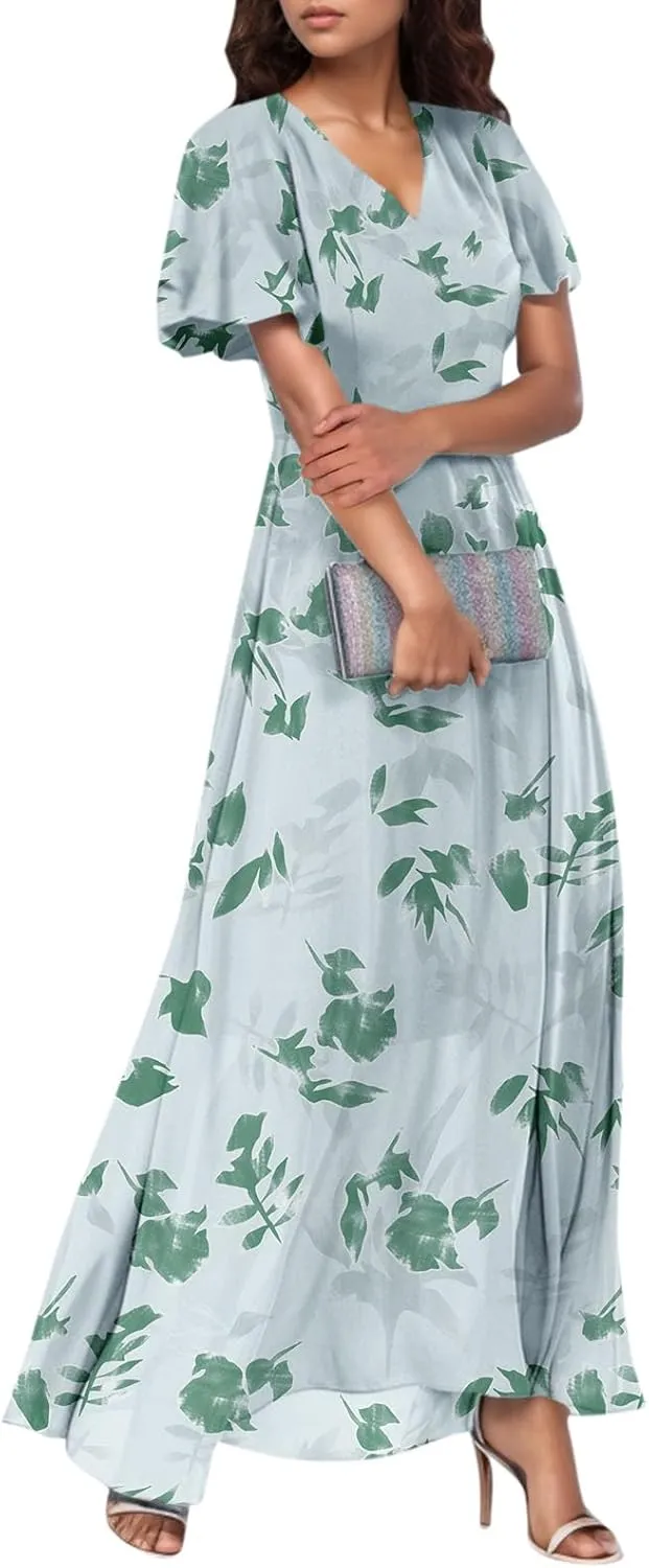 Summer Dresses for Women 2025 Flowy Floral Maxi Dress Elegant Empire Waist Beach Dresses