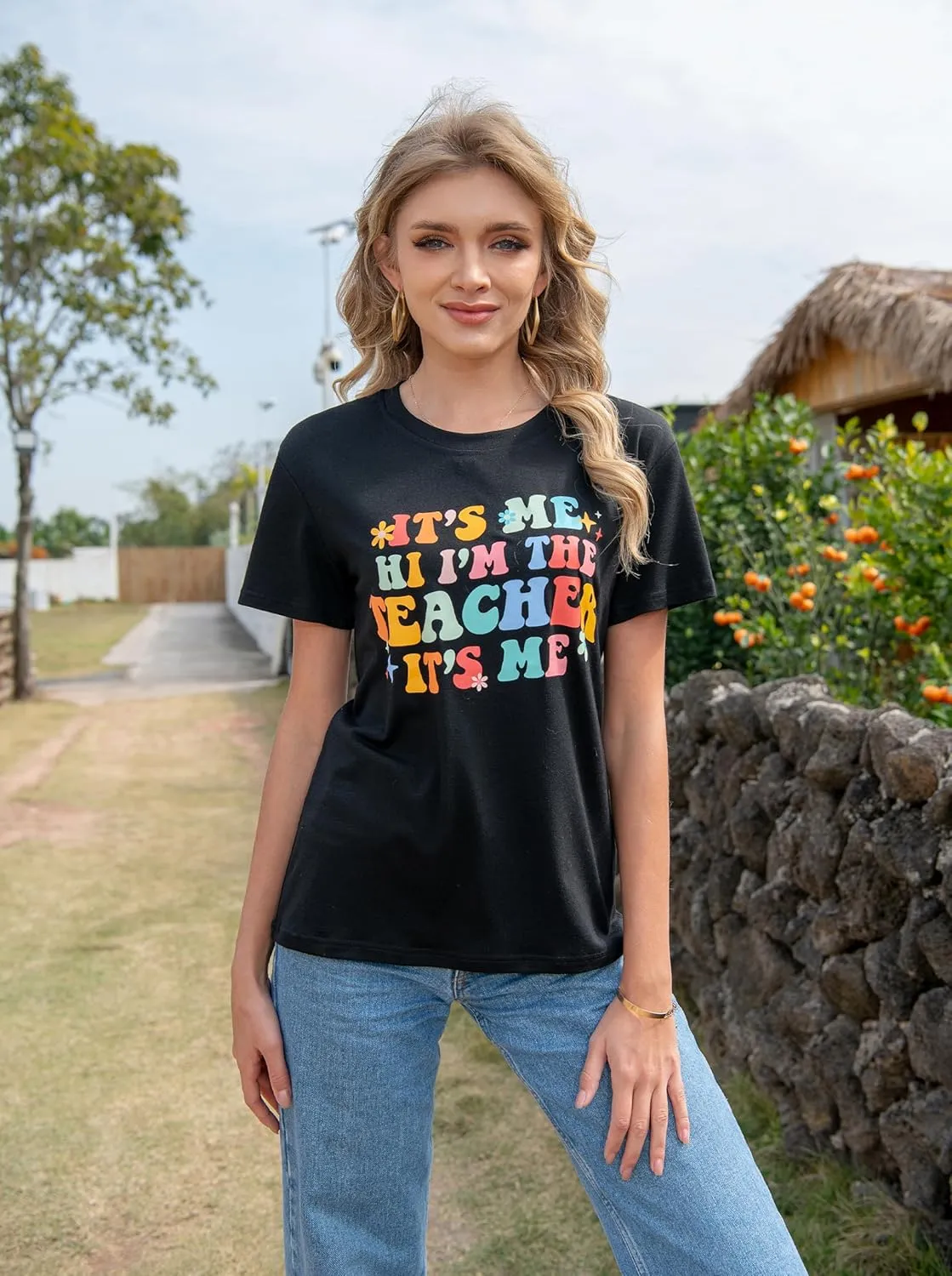 Teacher T-Shirt Women's Short Sleeve Life Shirt - Teacher's Day Gift, Back to School Tee Top