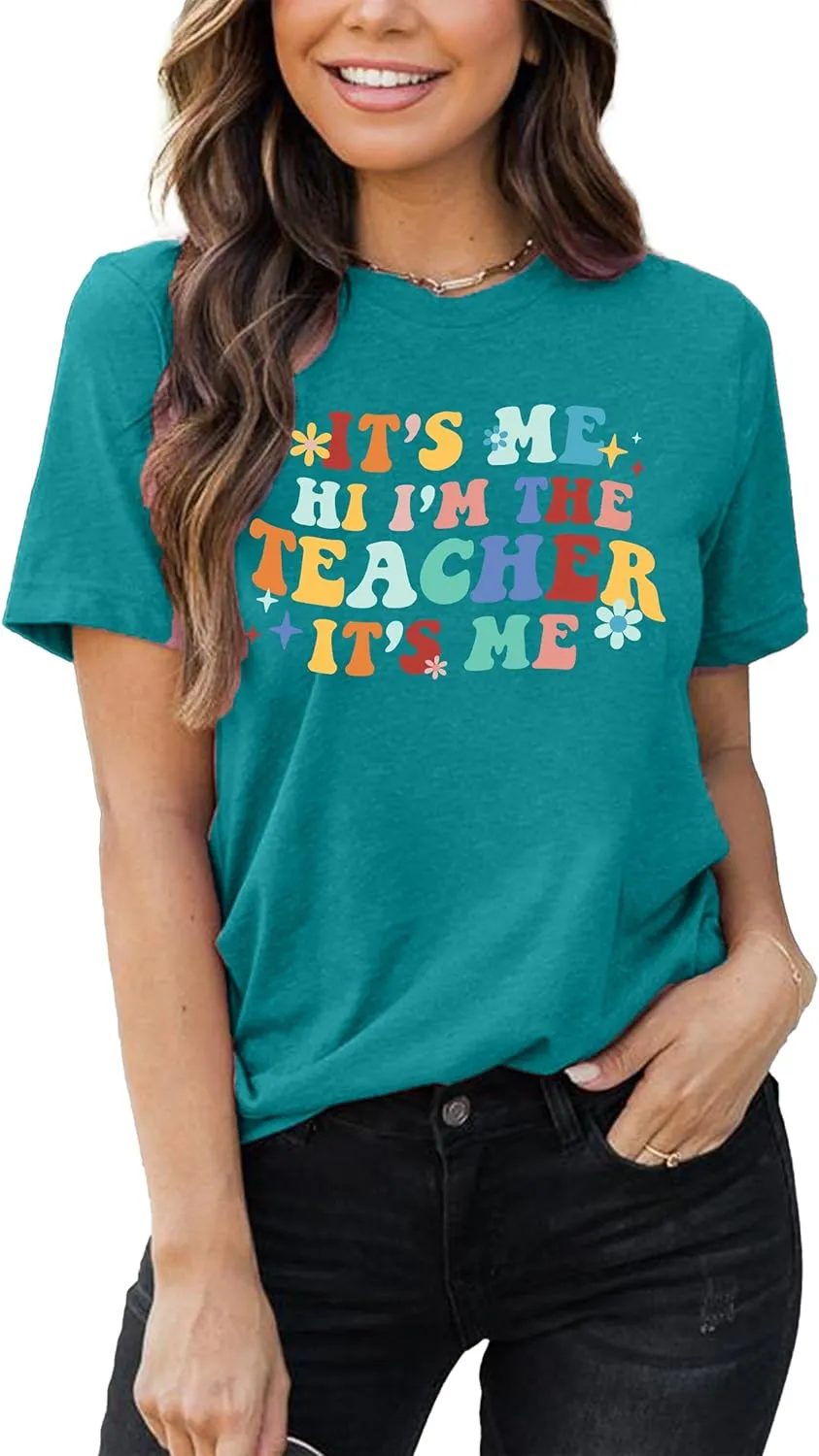 Teacher T-Shirt Women's Short Sleeve Life Shirt - Teacher's Day Gift, Back to School Tee Top