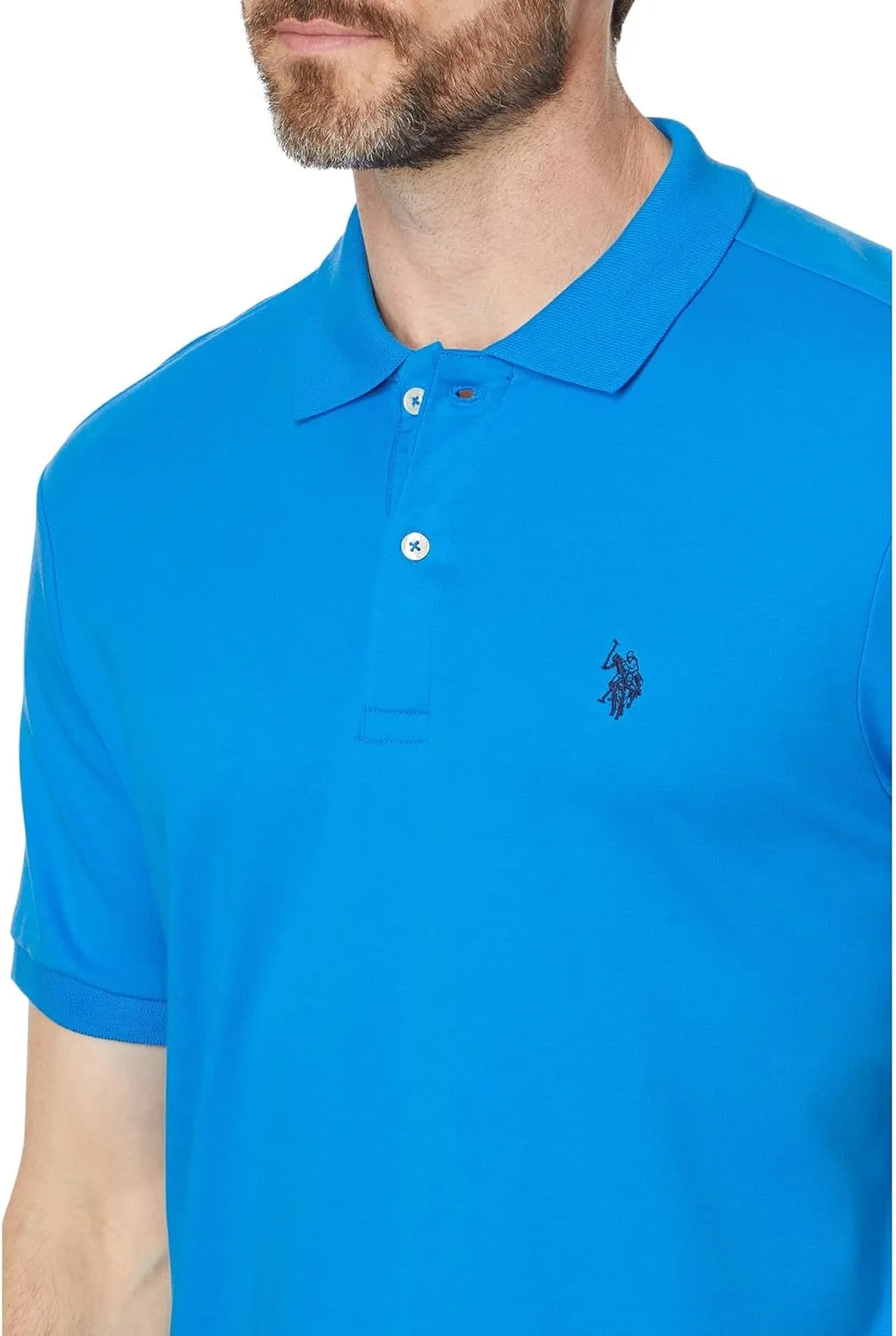 U.S. Polo Assn. Men's Solid Short Sleeve Interlock Polo Shirt, Golf Shirts for Men, Business Casual Polos