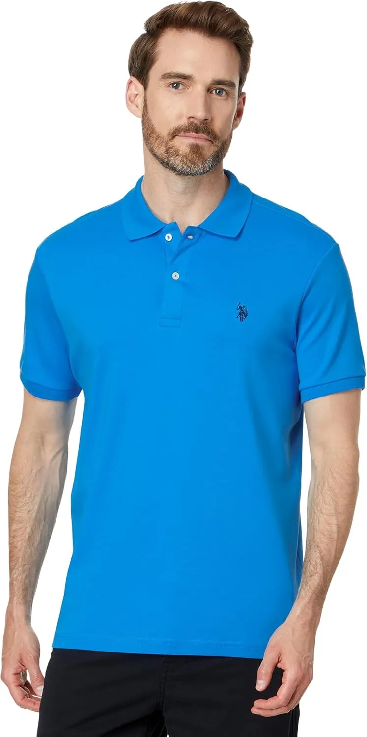 U.S. Polo Assn. Men's Solid Short Sleeve Interlock Polo Shirt, Golf Shirts for Men, Business Casual Polos