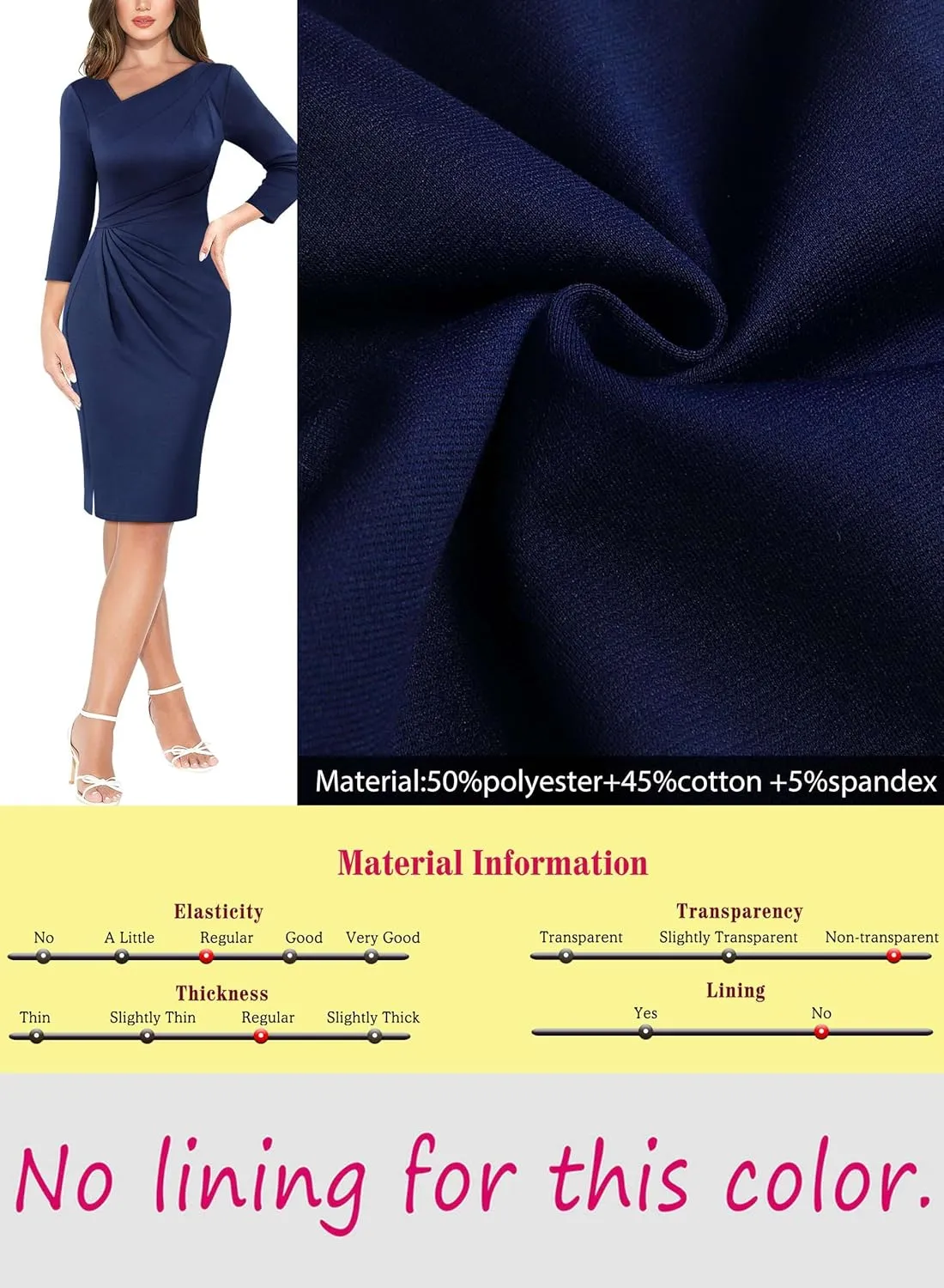 VFSHOW Womens Asymmetrical Neck Pleated Front Slit Office Business Work Church Slim Fit Pencil Sheath Dress