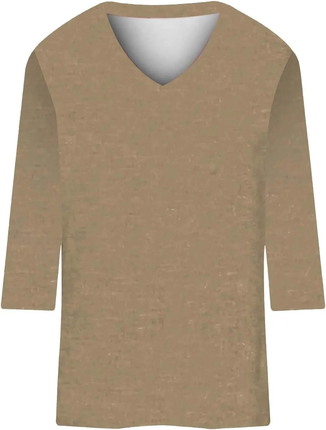 Women's 3/4 Sleeve Tops Trendy Summer 2025 Solid Color V Neck T-Shirts Workout Slim Tunic Blouse Casual Vacation Outfit
