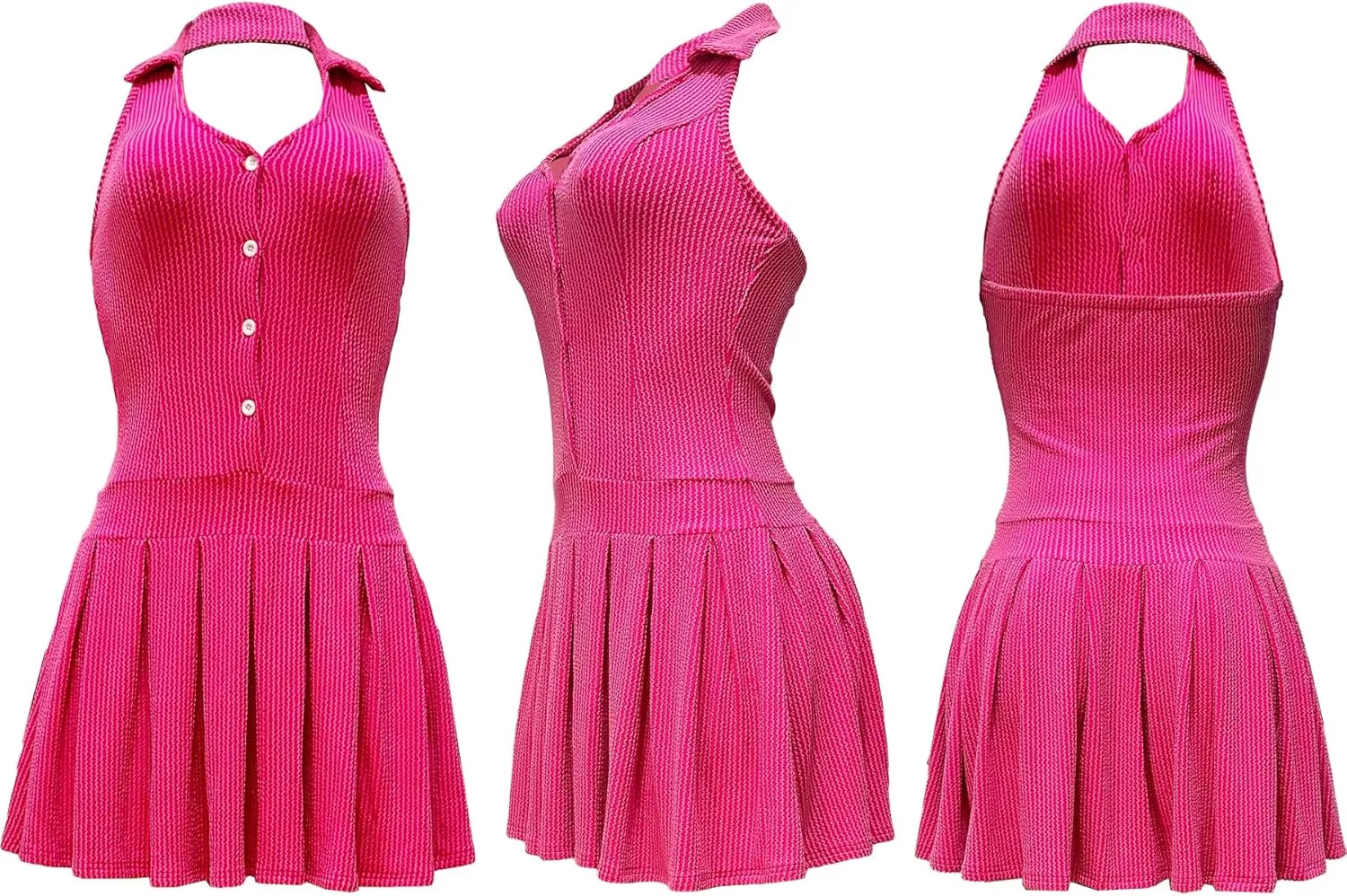 Women's Backless Flare Halter Short Dress Sleeveless A Line Mini Bodycon Dresses