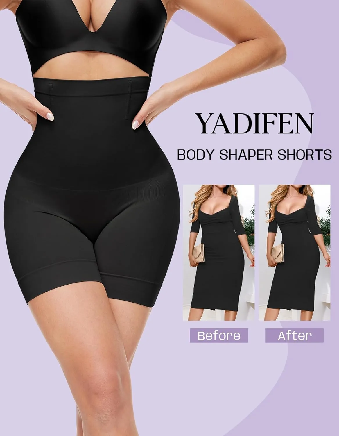 YADIFEN Shapewear Shorts Tummy Control Shapewear Invisible Shaping Shorts High Waisted Body Shaper Shorts Under Dress